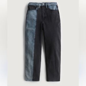 Hollister Embroidered Curvy High-Rise Two-Tone Vintage Ankle Straight Jeans